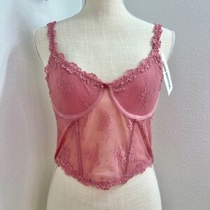 NWT Out from Under by Urban Outfitters Firecracker Pink Lace Corset